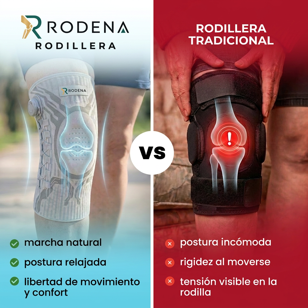 Comparación entre la rodillera Rodena y una rodillera tradicional